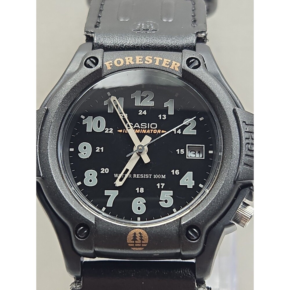 Casio Forester Illuminator Mens Field Watch Black Leather Date Sport New Battery - Picture 4 of 11
